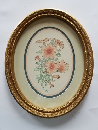 Picture with flowers - , gold