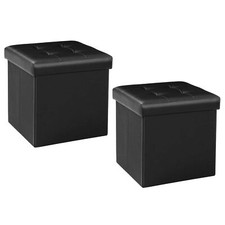Noir Boîte de Rangement Pouf Cube dé Pliable Petit Meuble de Rangement Coffre...