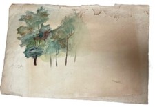 Aquarelle de 1917 étude Forêt de Pins des Landes ou à Arcachon