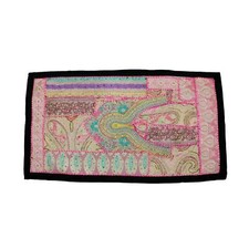 Ancienne tapisserie murale décor tente indienne patchwork brodé Az