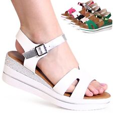 Sandales À Talons Compensés Pour Femmes, Sandalettes Brillantes, Pumps Tendance