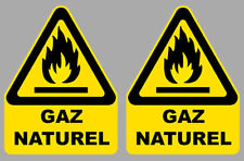 2 X PANNEAUX DANGER GAZ NATUREL JAUNE / NOIR 5cm AUTOCOLLANT STICKER GB013