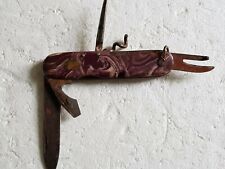 canif Ancien Couteau pliant 5 fonctions, manche bakélite