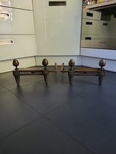 Ancienne Paire De Chenet Bronze Doré Louis XVI Pomme De Pin