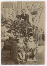 E625 Photo original vintage personnage et grand Lapin décoration Chat 1900/1920