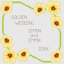 Croix Point Mariage Anniversaire Kit Échantillon Ou Motif Florashell Doré Fleur