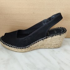 ESPADRILLE  ARTISANALE  DUNEA TALON COMPENSE COUSU MAIN T38 NOIRE FRANCE