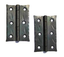 4 charnières de porte bout 3" martelées à la main armoire ancienne cire noire...