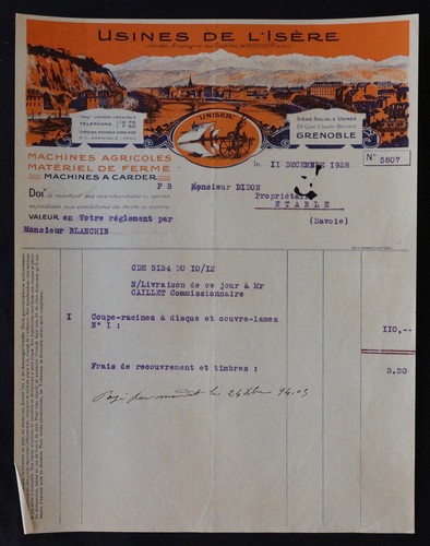 Facture grenoble 1928 - grenoble,
