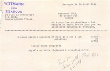 Facture    1949  TISSUS WITTMANN A BESANCON - M.DURE A ARBOIS