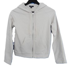 Sweat ecru a capuche et zip