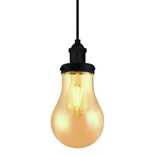 Lustre Plafonnier Lampe suspendue Goutte Bronze et Verre Ambre E27 40 W