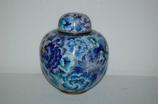 Pot , vase couvert émaux cloissonnés , pot à gingembre ,motif floral, oiseau