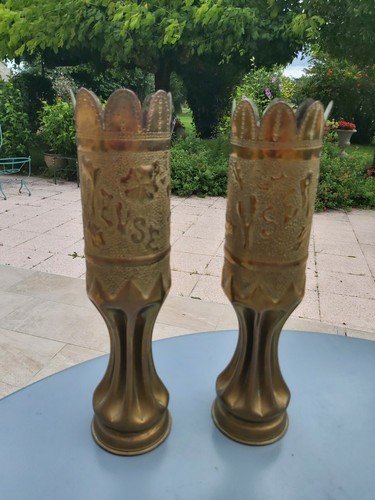 Paire vases obus travail - vases,