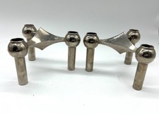 Paire de chandeliers modulables design Nagel – Métal chromé – Allemagne, 70''