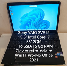 Sony Vaio SVE15 15.5"i7 3632QM 16GB 1TB SSD HD7600 Win11 Pro+MS Office 2021 Plus