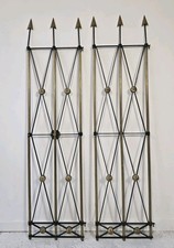 Paire de grilles fer forgé & laiton H165cm – Début XXe – Décor architectural