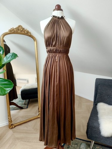 Robe longue plissée - , marron