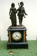 ANCIENNE PENDULE REGULE ET MARBRE CHASSEUR FRENCH ANTIQUE