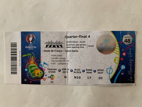 Ticket match uefa euro - match, 2016
