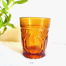 1930s Vintage Ambre Épais Verre Gobelet Beau Design BAR Accessoires GT153