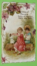 CHROMO 1890-1914 CHOCOLAT POULAIN Gaufré ENFANTS POUPEE PIPEAU