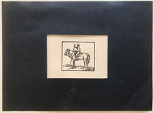 GRAVURE   (vers 1930) : GARDIAN A CHEVAL