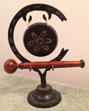 Metal Wood Floral Gong Brown