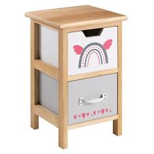 Table de nuit pour enfant au motif arc-en-ciel en bois de paulownia