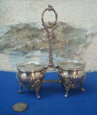 V65 Saleron Double Métal Argenté Verrine Verre Blanc MO Roux Marquiand Louis XVI