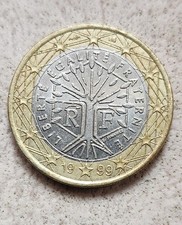 Pièce 1 euro France 1999 arbre de vie BU Courante ERREUR tranche Double 