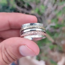 Bague toupie en argent massif