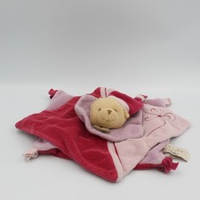 Doudou plat noeuds ours rose BABY NAT - 14956