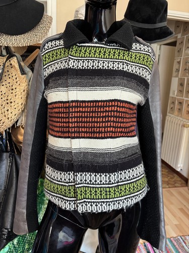Veste laine cuir maje - et,