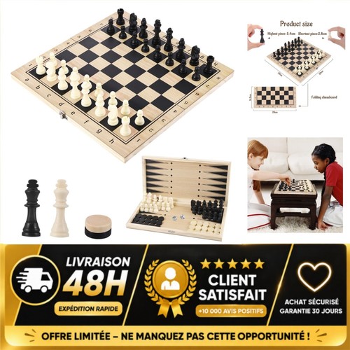 Jeu échecs bois pliable - d'Échecs, en