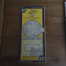 Ancienne Carte Routière Michelin N°83 Carcassonne-Nimes 1955 État D Usage 