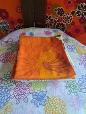 Vintage 70s' Lot de 6 SERVIETTE DE TABLE Fleurs Marron Orange Blanc 49x49cm