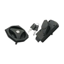 Serrure noire hexagonale à bouton pour porte de caravane avec ouverture à gau...