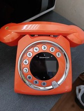 Téléphone orange Grundig modèle Sixty sans fil design vintage 100% fonctionnel