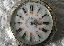 montre gousset  argent et or 18 k cadran a cartouche  +-1880 révisé fonctionne