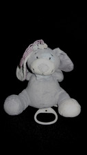 doudou peluche musical chien bleu gris Arthur NOUKIE'S 16cm assis