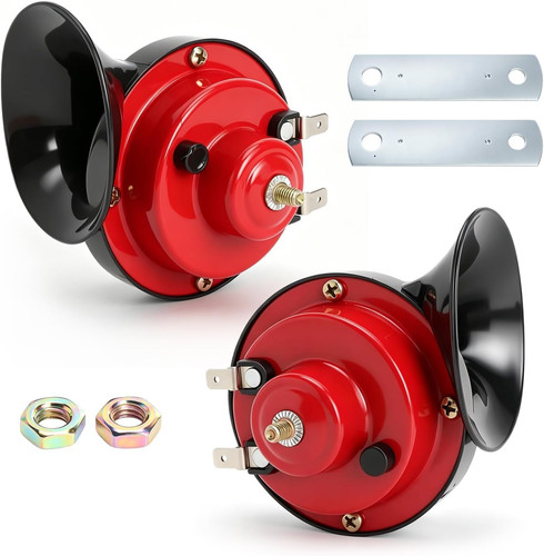 Klaxon voiture 12v rouge - 12v,