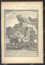 GRAVURE Fables de La Fontaine OUDRY L'âne vêtu de la peau du lion Planche