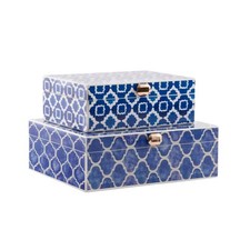 Boîte à bijoux DKD Home Decor Bleu Blue marine Bois 24 x 20 x 8 cm [2 Unités]