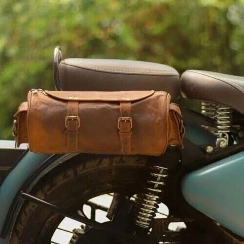 Sacoche moto cuir - en, marron