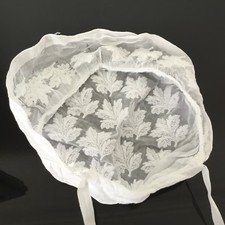 Bonnet Ancien Broderie Dentelle Coiffe Antique French Lace Child Bonnet 19thC