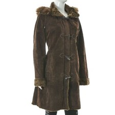 MANTEAU EN CUIR SAKI collection taille 44 veste à capuche hiver fausse fourru...