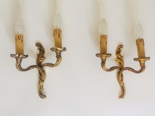Paire d’Appliques 2L bronze véritable Louis XV Lucien Gau Paris vintage