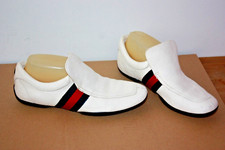 GUCCI Mocassins Femme Cuir Grainé Blanc T 38 C Modèle 108898 TBE