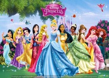 Princesses Disney. Déco de gâteau comestible. Azyme. Rectangulaire 21cmx29,5cm.